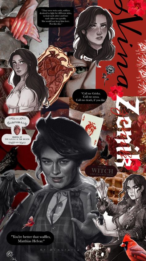 Nina Zenik wallpaper by me :') 🫀 (pics and fanarts not mine, dm me for removal) #ninazenik #nina #sixofcrows #shadowandbone #helnik #leighbardugo #heartrender Nina Zenik, Twin Souls, Leigh Bardugo, Six Of Crows, Not Mine, Dm Me, Soldier, Twins, Witch