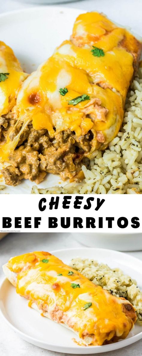 Baked Burrito Casserole Ground Beef, Ground Beef And Naan Recipes, Cream Cheese Burritos, Beef Enchiladas Cream Cheese, Cream Cheese Enchiladas Beef, Taco Burritos Ground Beef, Recipes Using Fiesta Nacho Cheese Soup, Hamburger Meat Burrito Recipes, Beef And Cheese Mexican Enchiladas