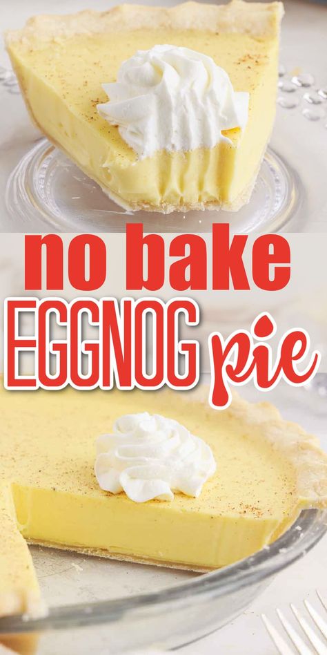 No Bake Eggnog Pie, Eggnog Pie Recipe, Pie No Bake, Eggnog Pie, Eggnog Dessert, Blueberry Cream Pies, Eggnog Recipes, Cream Pie Filling, Baking Recipes Pie