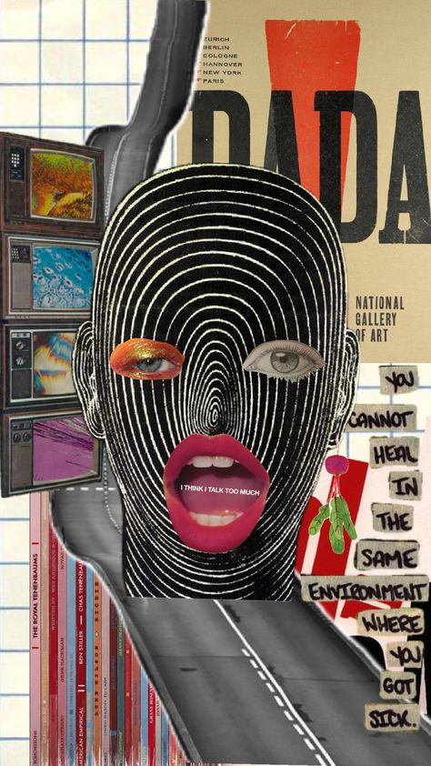 #dada #art #collage #items Dadaism Collage, Smile Collage, Kiki Core, Dada Art Movement, Dadaism Art, Punk Collage, Collage Items, Dada Collage, Contemporary Collage