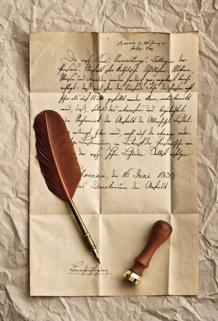 Old letter with feather quill and wax se... | Premium Photo #Freepik #photo #old-letter #parchment #ancient-paper #parchment-paper Vintage Letters, Feather Quill, Quill Pen, Old Letters, Handwritten Letters, Lost Art, Vintage Lettering, Background Vintage, Old Paper