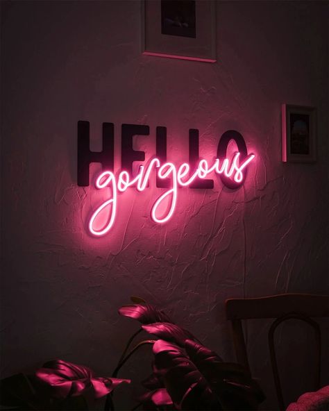 Hello Gorgeous Neon Sign, Neon Decorations, Neon Quotes, Neon Wall Art, Neon Wall, Lash Room, Strip Led, Studio Decor, Personalized Decor