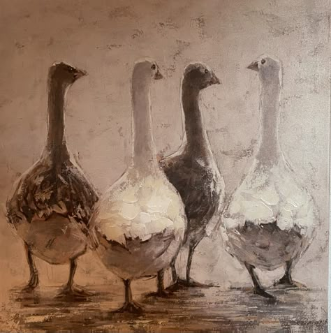 Rustic Art Painting, Goose Painting, Goose Art, Farm Animal Paintings, Bird Paintings On Canvas, Birds Painting, Art Abstrait, Bird Art, Animal Paintings