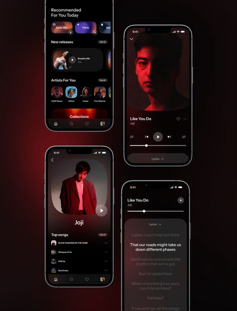 Ux/ui design, App design, Dark Mode, music player, #dailyui Music Player Ui Design, Spotify Redesign, Music App Ui Design, Ui Ux Designer Portfolio, Playlist App, Ui Design App, Music Ui, Spotify Design, Music App Design