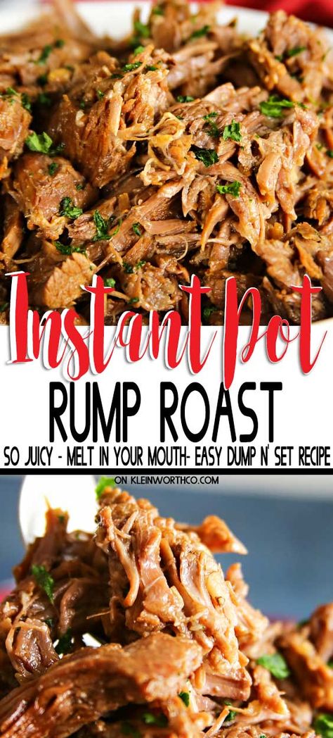 Rump Roast Pressure Cooker, Instant Pot Rump Roast, Rump Roast Crock Pot Recipes, Cooking A Rump Roast, Top Round Roast Recipe, Easy Instant Pot Dinner, Roast Crockpot, Instant Pot Dinner, Rump Roast