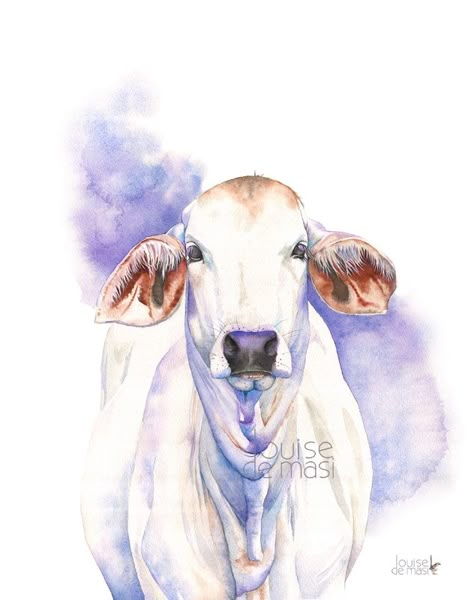 Louise Demasi, Multiple Canvas Paintings, Paintings Of Birds, Cow Watercolor, Animal Canvas Paintings, Bull Painting, Watercolour Portrait, Plastic Envelope, Learn Watercolor Painting