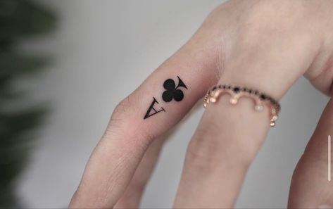 Ace Card Tattoo, Ace Of Cards, Middle Finger Tattoos, Finger Tattoo Ideas, Ace Tattoo, Thumb Tattoos, Ring Finger Tattoos, Ace Card, Card Tattoo