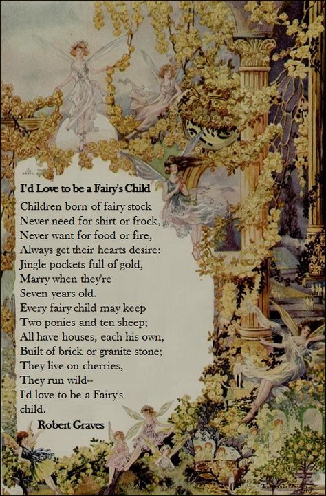 I'd love to be a fairy's child poem Willy Pogany, Falafels, Kids Poems, Vintage Fairies, Fairy Book, Fairy Magic, Flower Fairies, Fairytale Art, A Poem