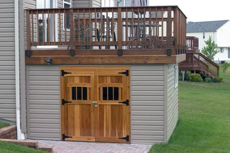 Under Deck Shed, Under Deck Ideas, Deck Shed, Under Deck Storage, Storage Shed Ideas, Deck Skirting, Deck Makeover, Under Deck, Deck Storage