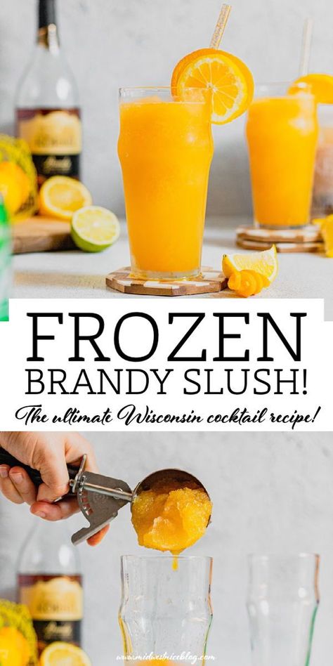 Brandy Slush Recipe, Alcoholic Slush, Brandy Slush, Classic Christmas Recipes, Slush Recipes, Frozen Cocktail, Slushie Recipe, Orange Juice Concentrate, Apple Brandy