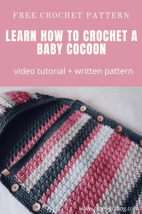 Crochet Baby Cocoon/Sleep Bag Crochet Cocoon Sweater, Crochet Baby Sleeping Bag, Crochet Cocoon Pattern, Cj Design, Crochet Blanket Vintage, Baby Cardigan Pattern Crochet, Baby Cocoon Pattern, Crochet Cocoon, Crochet Baby Cocoon