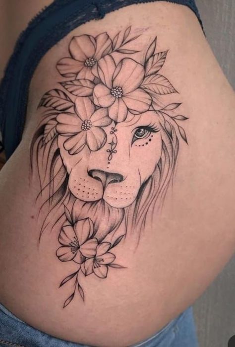 Lion Tattoo Sleeve, Tattoo Sleeve Girl, Lion Tattoo On Thigh, Female Lion Tattoo, Tattoo Lion, Lion Tattoo Sleeves, Girls With Sleeve Tattoos, Leo Tattoos, Tattoo Sleeves