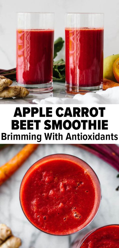 Beet Apple Smoothie, Beet Smoothies Healthy, Beet Carrot Smoothie, Smoothies With Beets Recipes, Red Beet Smoothie, Beet And Carrot Smoothie, Beets Recipe Smoothie, Beet Ginger Smoothie, Smoothies To Lower Blood Pressure