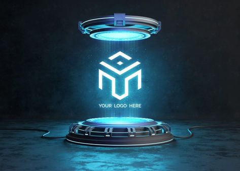 Futuristic pedestal for logo mockup | Premium Psd #Freepik #psd #logo #mockup #3d #branding Logo 3d Effect, 3d Branding, Glass Signage, Wall Logo, How To Think, Sign Mockup, 3d Text Effect, Logo Psd, Think And Grow Rich