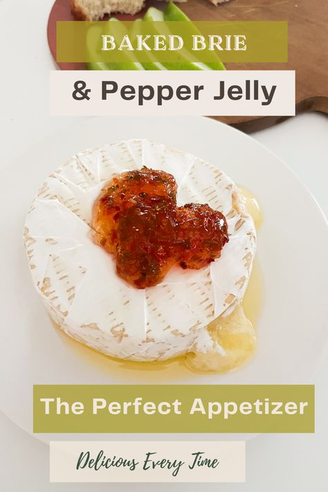 baked brie and pepper jelly Pepper Jelly Baked Brie, Baked Brie With Red Pepper Jelly, Brie Recipes Savory, Baked Brie With Pepper Jelly, Brie With Pepper Jelly, Red Pepper Jam, Pepper Jelly Recipe, Red Pepper Recipes, Pepper Jam