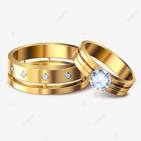 Marriage Rings Gold, Wedding Ring Illustration, Engagement Ring Clipart, Wedding Ring Clip Art, Diamond Ring Clipart, Wedding Ring Png, Rings Marriage, Ring Vector, Marriage Rings