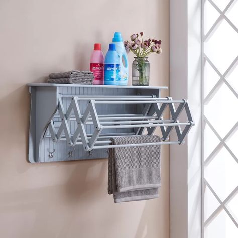 Project Tidy Folding Drying Rack | Wayfair.ca Wall Mounted Drying Rack, Small Laundry Room Organization, Room Storage Diy, Laundry Rack, Laundry Room Renovation, Light Grey Walls, Laundry Room Remodel, Laundry Decor, Small Laundry Room