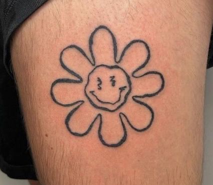 Face Flower Tattoo, Easy Tattoos, Smiley Flower, Smile Tattoo, Face Flower, Face Tattoos, Face Tattoo, Meaningful Tattoos, Flower Tattoos