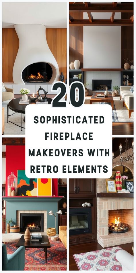 Turn your fireplace into a focal point with these 20 chic mid-century modern designs. Mid Century Built Ins, Mid Century Modern Fireplace Makeover, Modern Fireplace Makeover, Modern Fireplace Mantle, Fireplaces Makeover Modern, Asymmetrical Fireplaces, Fireplace Makeover Ideas, Mid Century Modern Fireplace, Minimalist Fireplace