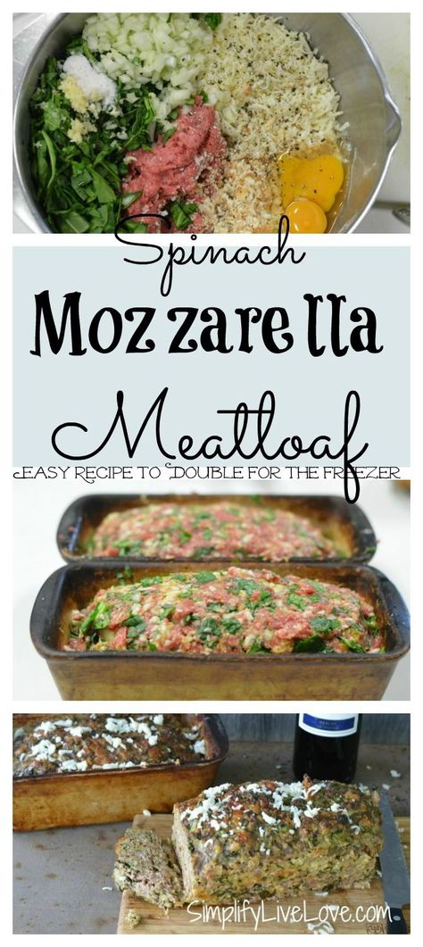 Mozzarella Meatloaf, Spinach Mozzarella, Healthy Meatloaf, Recipes Meat, Good Recipe, Mozzarella Sticks, Spinach Recipes, Meatloaf Recipes, Beef Dishes