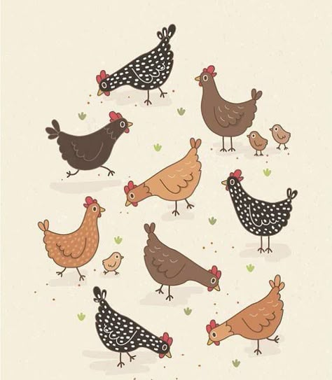 Happy Chickens, Eggs Decoration, Chicken Drawing, Chicken Illustration, Chicken Art, Bird Artwork, Bird Illustration, Animal Illustration, Cute Illustration