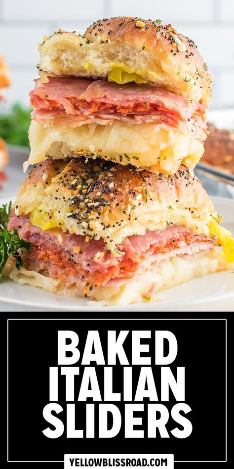 Manwhich Sliders, Baked Italian Sliders, Italian Sub Sliders Recipes, Italian Sun Sliders, Sandwiches For A Crowd Make Ahead Cold, Mini Italian Sandwiches, Slider Bun Recipe, Italian Sub Sliders Hawaiian Rolls, Italian Sliders Recipes Hawaiian Rolls