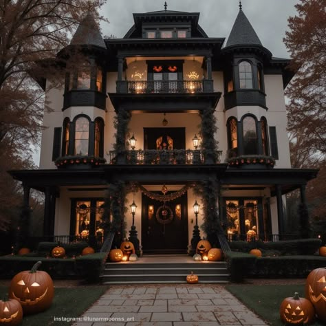 Addams Family Style House, Gothic Mediterranean House, Salem Houses, Victorian Gothic House Exterior, Black Victorian House, Dark Victorian House, Modern Victorian House, Gothic Victorian House, Halloween Victorian