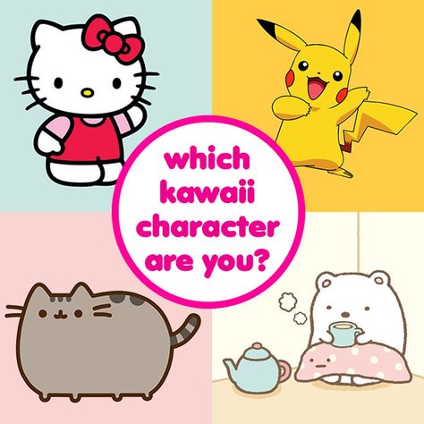 Quiz: Which Kawaii Character Are You? - Super Cute Kawaii!! Hello Kitty Pusheen, Pusheen Cat, Hello Kitty Characters, Animal Bag, Fun Quiz, Kawaii Shop, Dream Holiday, Hamsters, Cute Bear