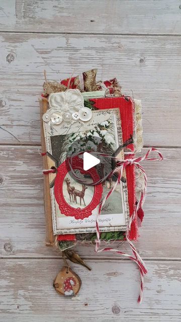 Karina Creawitch on Instagram: "A flip-through of my December daily journal. I'm really happy with the result. It contains 25 pages. It was planned to create a page each day of December. But it got so bulky that I had to stop on Christmas day 😊 It was the first time I used a hard cover of a book and really love it. For the inside cover I used one of my fave digital print from @rubyandpearl.xo. For some of my pages I also used her digitals, also my own digitals and goods of my friend @crislanacrafts Christmas kit. Enjoy watching!  I wish everyone a happy New Year! May your 2023 be filled with happiness, health, inspirations and lots of crafty time.   #decemberdaily #decemberdaily2022 #loveforvintage #vintagelove #collageartist #vintageephemera #journalinspiration #journalcover #journaling Christmas Journals Diy, Vintage Christmas Junk Journal Ideas, Christmas Junk Journals Ideas, Christmas Clusters For Junk Journals, December Daily Scrapbooking, Christmas Junk Journal Cover Ideas, Christmas Journal Cover, Winter Junk Journal Ideas, December Daily 2024