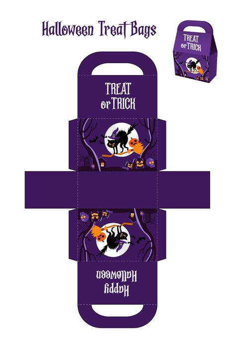 Halloween Treats Box Ideas, Halloween Box Template, Treat Box Template Free Printable, Halloween Treat Boxes Free Printable, Halloween Candy Holder Svg Free, Halloween Package Ideas, Halloween Candy Bags Diy, Halloween Box Ideas, Halloween Printables Free Templates