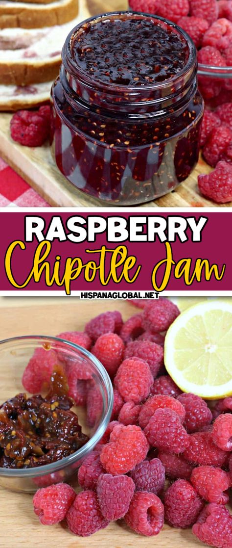 Raspberry Pepper Jam Recipe, Sweet And Spicy Jam, Raspberry Pepper Jam, Raspberry Habanero Jam, Spicy Jam Recipes, Raspberry Pepper Jelly Recipe, Raspberry Jam Recipes, Canning Berries, Blueberry Raspberry Jam