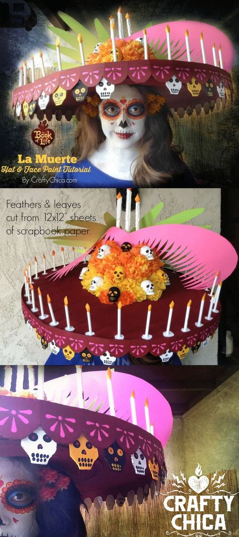 La Muerte Costume tutorial The Book Of Life Movie, Book Of Life Movie, Catrina Costume, Life Movie, The Book Of Life, Party Streamers, Costume Tutorial, Hat Tutorial, Trunk Or Treat