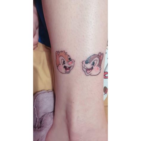 Chip n dale tattoo Chip Tattoo Disney, Chip And Dale Tattoo, Chip N Dale Tattoo, Chip And Dale Painting, Chip 'n Dale, Chip And Dale Shirts, Chip N Dale, Kawaii Tattoo, Chip And Dale