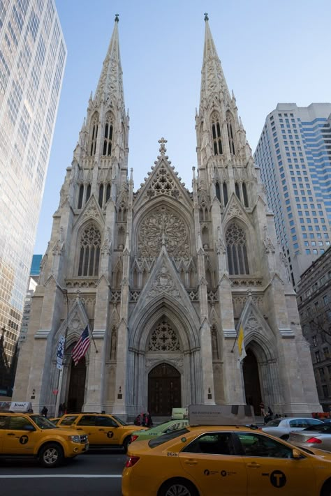 New York St Patricks Cathedral, Saint Patricks Cathedral New York, Saint Patrick Cathedral New York, St Patricks Cathedral Nyc, St Patrick's Cathedral, Church Aesthetic, Ny Trip, Stone Blocks, Cathedral Architecture