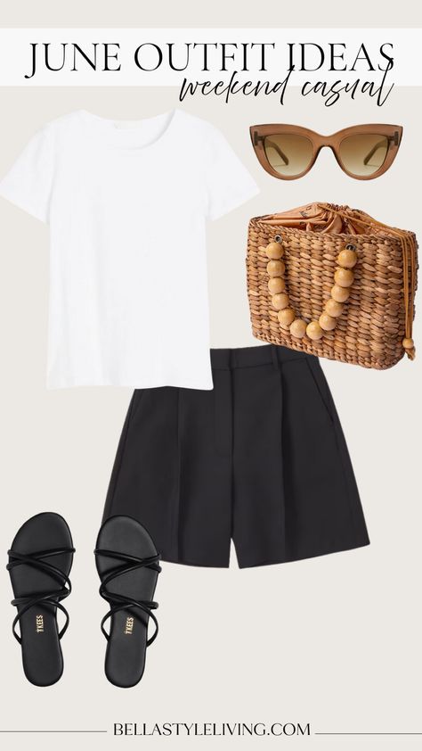 Outfit Ideas Summer Black, Casual Outfit For Summer, Outfit Ideas Casual, Summer Outfit Ideas, Summer Black, Black Shorts, Summer Outfit, Outfit Ideas, Sandals