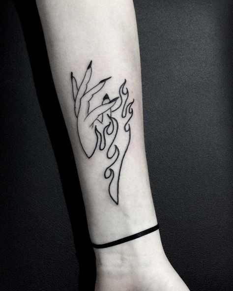 Unusual Tattoo, Small Forearm Tattoos, Flame Tattoos, Fire Tattoo, New Tattoo, Hand Tattoo, Simplistic Tattoos, Minimal Tattoo, Forearm Tattoos