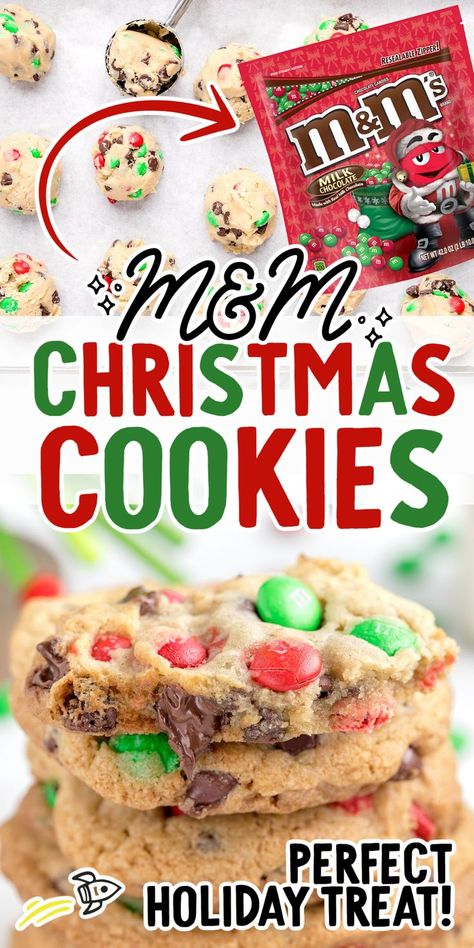 M&M Christmas Cookies The Best M&m Cookies, M&m Christmas Cookies, Christmas M M Cookies, M&m Cookies, Mnm Cookies Recipe, Mm Cookies, Mnm Cookies, Xmas Baking, Christmas Candies