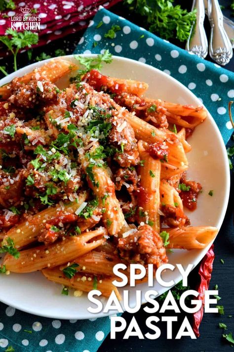 Sausage Penne, Spicy Sausage Pasta, Sausage Rigatoni, Kitchen Sanctuary, Penne Pasta Recipes, Affordable Recipes, Sausage Pasta Recipes, Italian Sausage Pasta, Dried Chillies