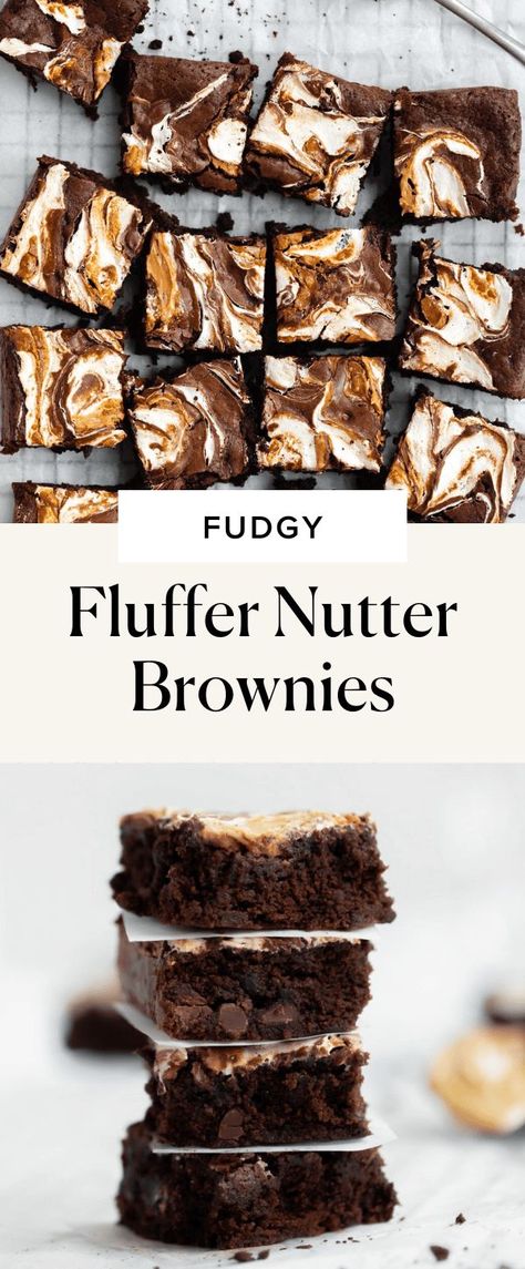 Fluffernutter Brownies, Fluffer Nutter, Butter Desserts, Broma Bakery, Peanut Butter Marshmallow, Fabulous Cakes, Lost 100 Pounds, Homemade Brownies, Peanut Butter Brownies