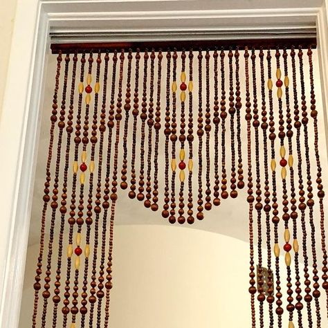 Vintage Beaded Curtain, Door Frame Beads, 60s Boho Decor, 70s Beaded Curtain, Bead Curtain Doorway, Beaded Doorway Curtain, Beaded Doorway, Wooden Bead Curtain, Curtain Beads