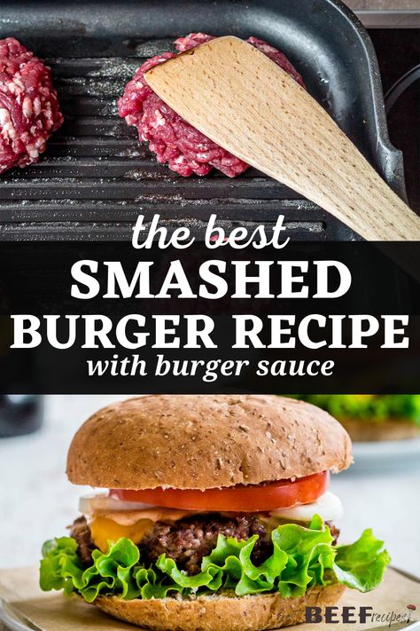 My Smash Burger recipe with special sauce and homemade burger seasoning is a one-of-a-kind burger that tastes divine and is so easy to make on a griddle or in a pan. Ready in less than 10 minutes and oh-so delicious. Smash Burger Seasoning, Smash Burger Recipe, Easy Burger Recipe, Homemade Burger, Beef Meals, Best Burger Recipe, Best Beef Recipes, Burger Seasoning, Spicy Brown Mustard