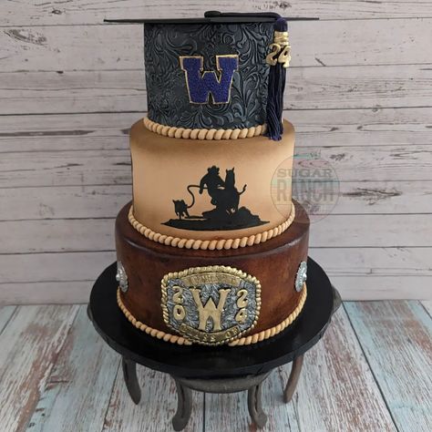 Congratulations Trace! 🖤🤎 We will miss you, but we can't wait to see where life leads you. We know you'll do great things. #sugarranch #cake #graduation #classof2024 #gradcake #cowboy #western #cowboycake #rodeo #arizona Rodeo Graduation Party Ideas, Western Graduation Party Ideas, Western Graduation, Western Birthday Cakes, Graduate Party, Cowboy Cakes, Western Birthday, Will Miss You, Grad Party Ideas