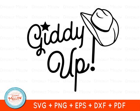 Gift Bag Svg Free, Rodeo Svg Free, Giddy Up Tattoo, Giddy Up, Country Svg, Western Cricut Designs, Bride Quotes, Cowgirl Gifts, Horse Sign