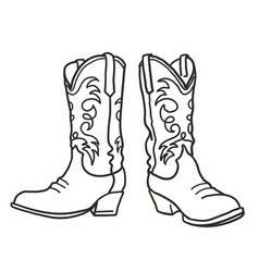 Drawing Cowboy, Cowboy Boots Drawing, Bota Cowboy, Simple Line Drawing, Simple Line Drawings, Hand Drawn Vector, Cowboy Boot, Line Drawing, Holiday Crafts