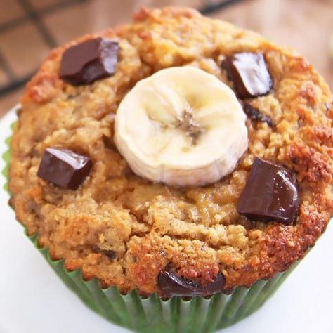 Coconut Flour Banana Muffins - LeelaLicious Coconut Flour Banana Muffins, Recipes With Bananas, Banana Muffins With Chocolate Chips, Banana Coconut Muffins, Coconut Flour Muffins, Paleo Banana Muffins, Muffins With Chocolate Chips, Oatmeal Chocolate Chip Muffins, Muffins With Chocolate