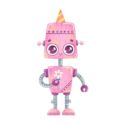 Cartoon Birthday Party, Toy Sailboat, Robot Birthday Party, Robot Sketch, Birthday Party Pink, Robot Theme, Cartoon Birthday, Robot Illustration, Cute Twins