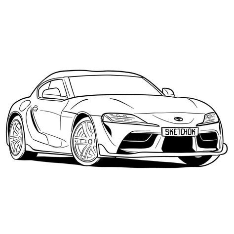 Supra Mk5 Drawing, Supra Car Drawing, Supra Mk4 Drawing, Toyota Supra Drawing, Supra Sketch, Supra Drawing, Sketching Guide, Coloring Pages Cars, Nisan Gtr