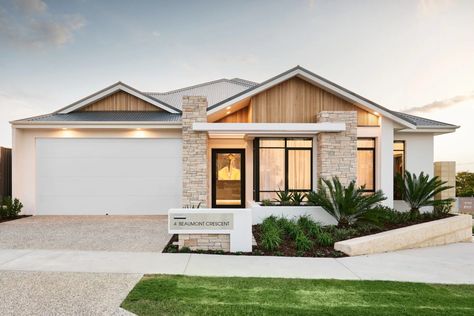 Denver Platinum - 4 Beaumont Crescent,Mindarie WA 6030 House Facades Australia, Modern Beach House Design, Investment House, Modern Hampton, Contemporary House Exterior, Beach House Exterior, Front Porch Design, Architectural Design House Plans, Modern House Facades