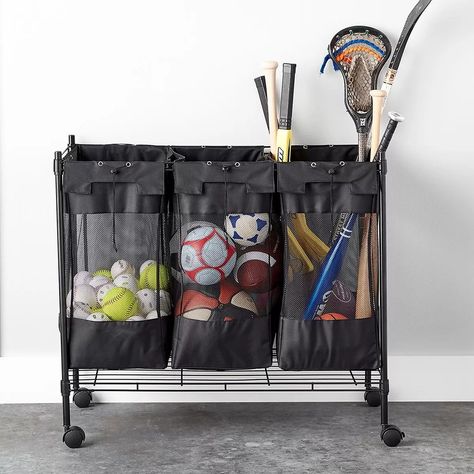 Heavy-Duty Triple Storage Bin | The Container Store Ideas For Garage, Sports Equipment Storage, Sports Storage, Ball Storage, Organisation Hacks, Organizing Hacks, Equipment Storage, Garage Storage Organization, Garage Shop