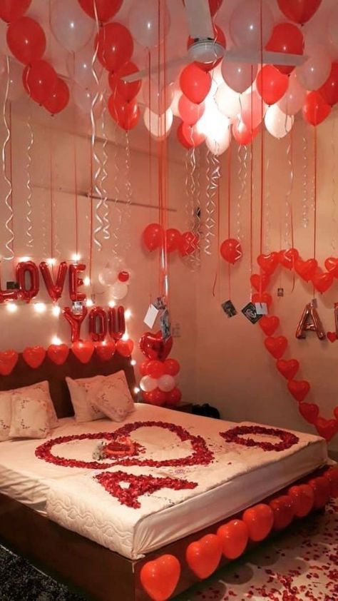 Romantic Bedroom Decor Ideas, Wedding Night Room Decorations, Romantic Bedroom Ideas, Romantic Room Decoration, Romantic Bedroom Decor, Romantic Room, Simple Room, Romantic Bedroom, Romantic Gestures